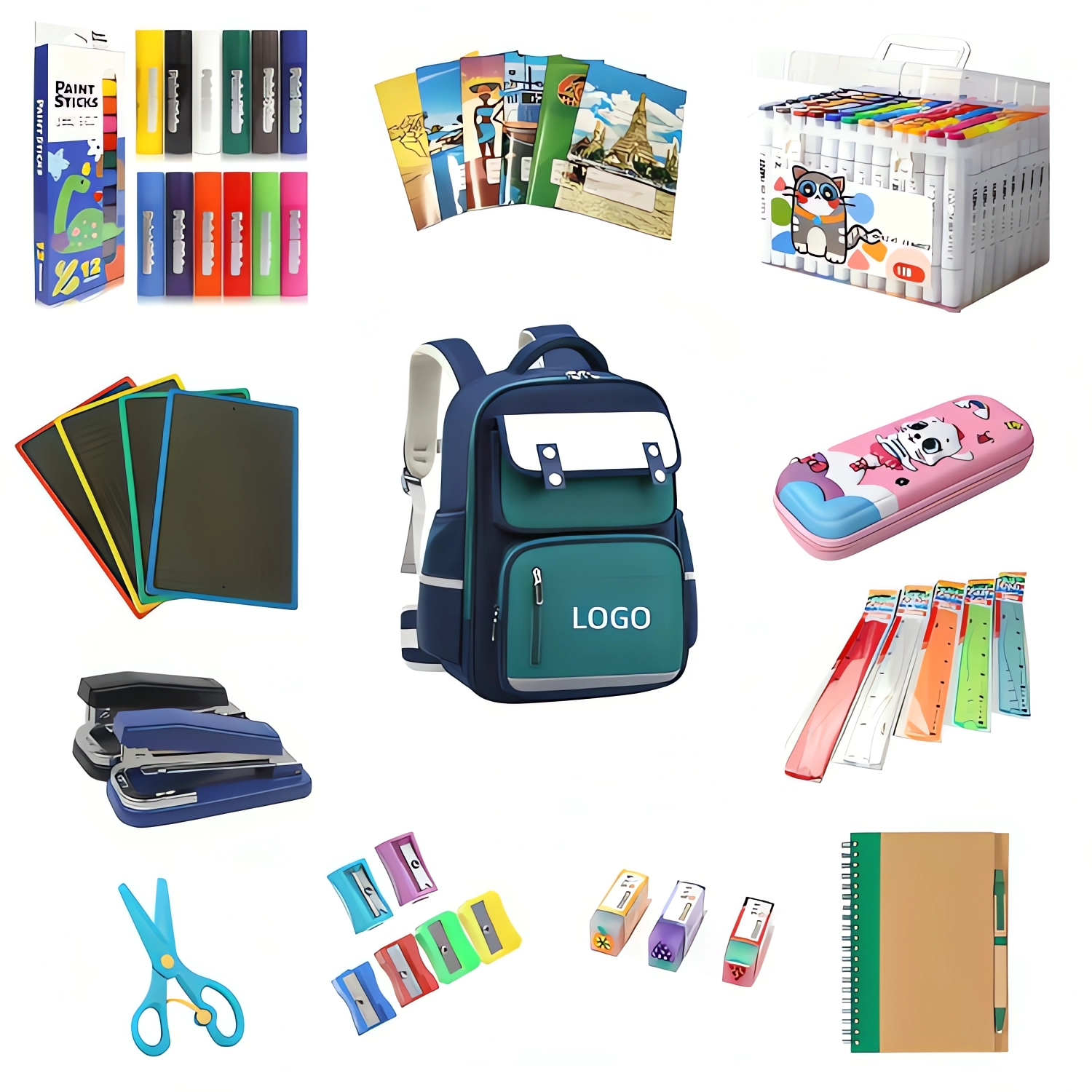 Wholesale Customizable Logo Kid Stationery Printing Brand Office Stationery Set Promotion Custom Back to School Supplies