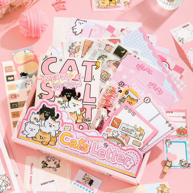 Hotsale Simno Cute Cartoon for Girls Scrapbook Diary Supplies Birthday Gifts Notebooks Stationery Set for Kids
