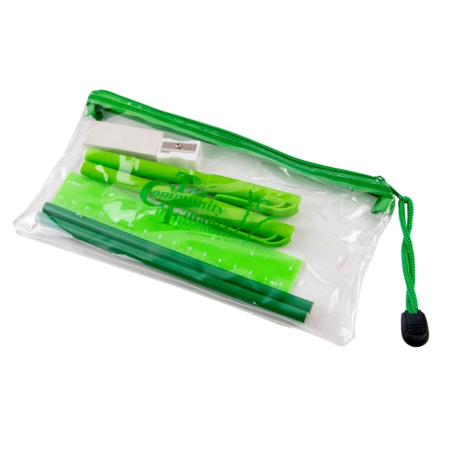 Promotional Personalized Kids Stationery Gift School Supplies Customized Material Silk Screen Printed Pencil Case Gift Set