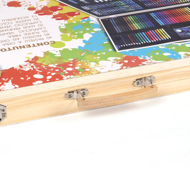 Wholesale Deluxe Wooden Case Drawing Art Set Colouring Set Professional Art Kit for Kids