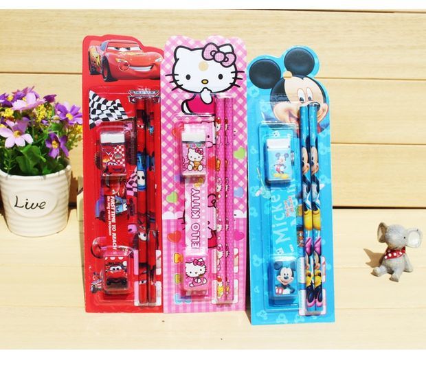 Cartoon Pencil Set Creative Stationery Children's Prize Student Stationery Set Gift Box Primary School