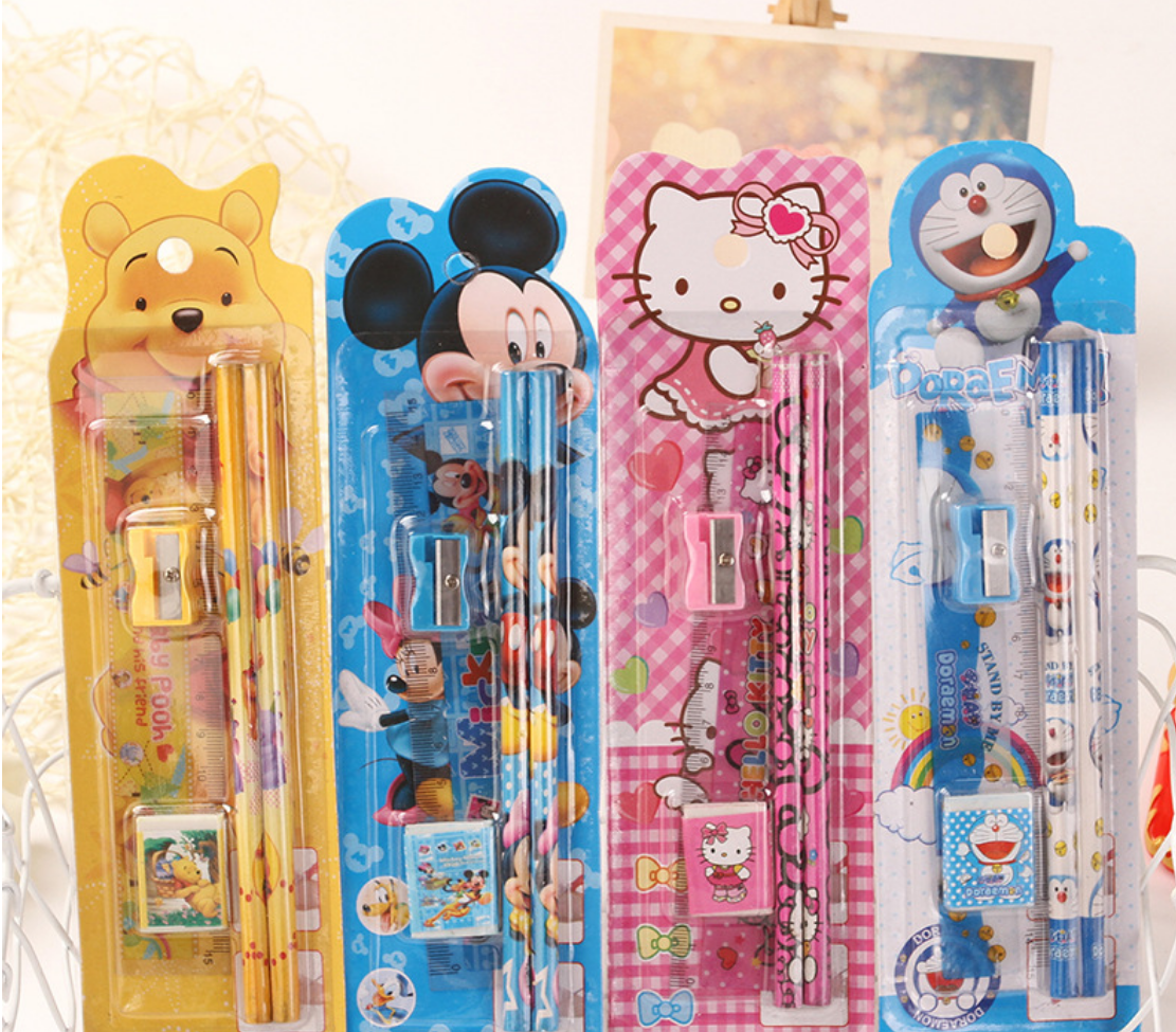 Cartoon Pencil Set Creative Stationery Children's Prize Student Stationery Set Gift Box Primary School