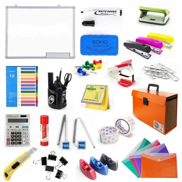Wholesale 10-in-1 Ultimate Pink Office Stationery Set Multifunctional Desk Organizer Stapler Cross-Border Suture Scissors Gift