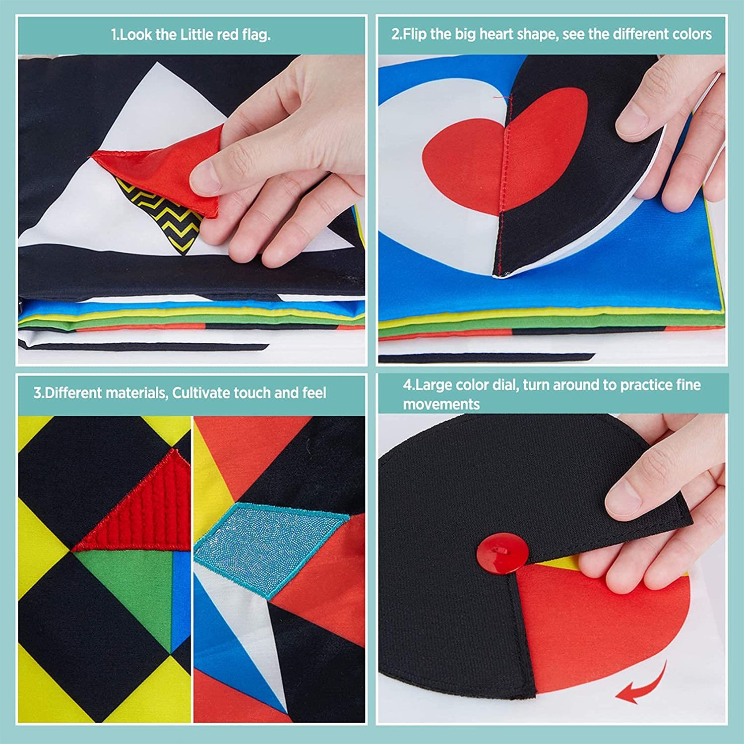 Baby Sensory Baby Books Toys High Contrast Black and White Books Non-toxic Fabrics for Early Education