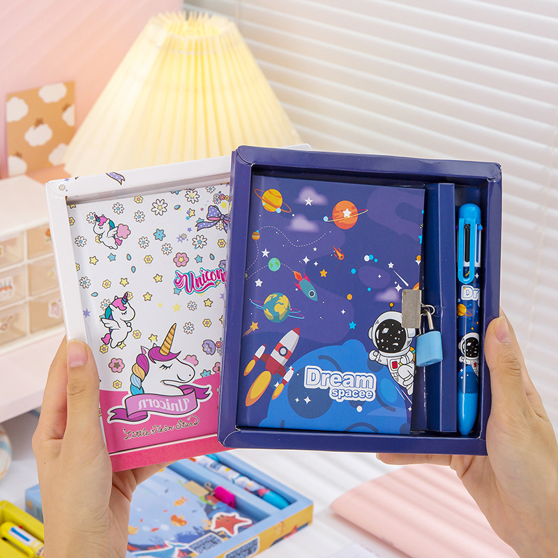 Children's Diary Password Lock Primary School Prize and Lock Book Christmas Gift Notebook Set School Office Stationery Supplies