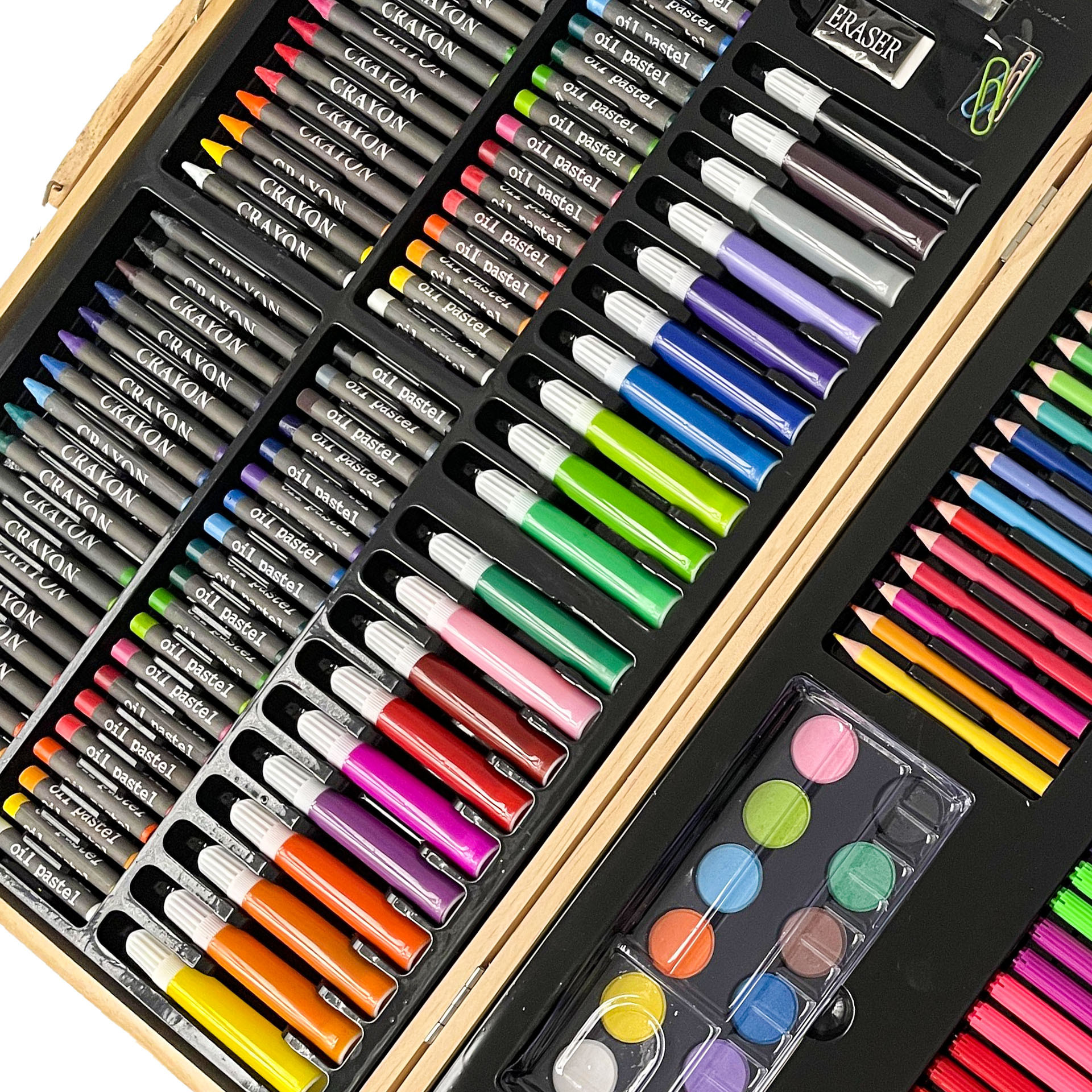 Wholesale Deluxe Wooden Case Drawing Art Set Colouring Set Professional Art Kit for Kids
