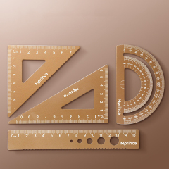 Aluminum Alloy Ruler Four-Piece Set Stationery Set Children Student Ruler Office Drawing Ruler School Office Gift