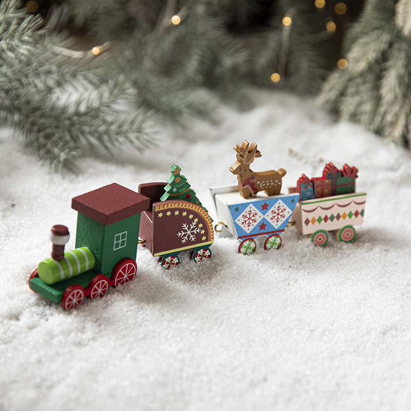 Christmas Gifts Wooden Paintings Small Train Decoration Ornaments Decorations and Holiday Arrange