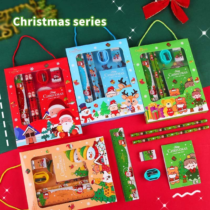 Cute Eraser Pencil Stationery Cartoon Stationery Kit for Children Birthdays Primary School Supplies Students Christmas Gift Set