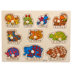 Custom Wooden Cartoon Animal Jigsaw Puzzle Board Toys Montessori DIY Children Learning Puzzles for Kids Boys and Girls