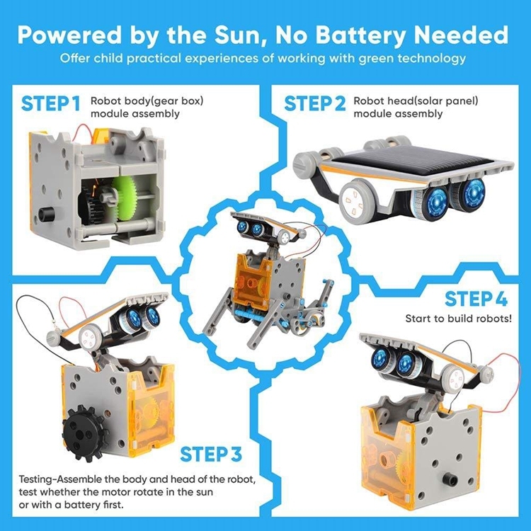 Customized Education Solar Robot Toys DIY Building Science DIY Assembled Toys 13 in 1 Self-installed Solar Toy Carntelligent Rob