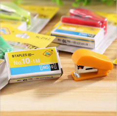 New Hotsale Design Colorful Polyester Staple Mini Plastic Stapler Set for Office and School