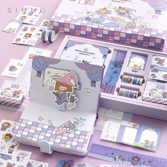 Girl Heart Magnetic Buckle Notebook Gift Set and Cute Stationary School Supplies Kawaii Character Hand Account Set
