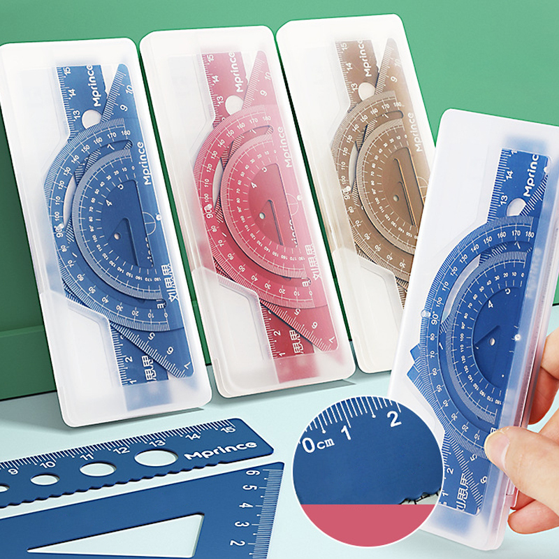 Hotsale Aluminum Alloy Ruler Four-Piece Set Stationery Set Children Student Ruler Office Drawing Ruler School Office Gift
