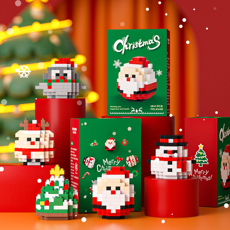 Hot Sale Kid Idea Mini Bricks Figures Santa Claus Snowman Elk Tree Christmas Building Block Toys for Kids