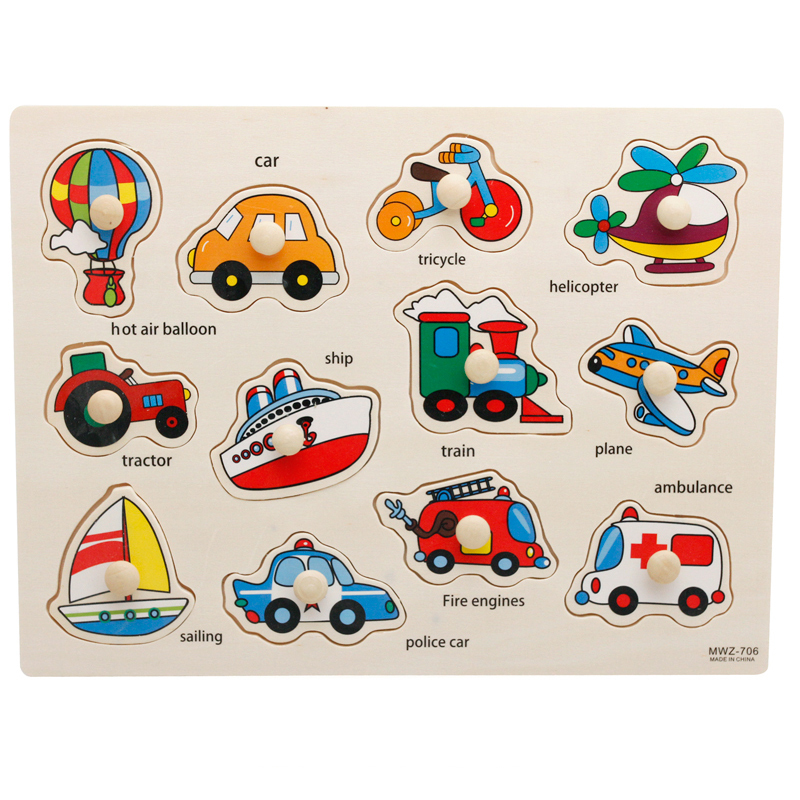 Custom Wooden Cartoon Animal Jigsaw Puzzle Board Toys Montessori DIY Children Learning Puzzles for Kids Boys and Girls