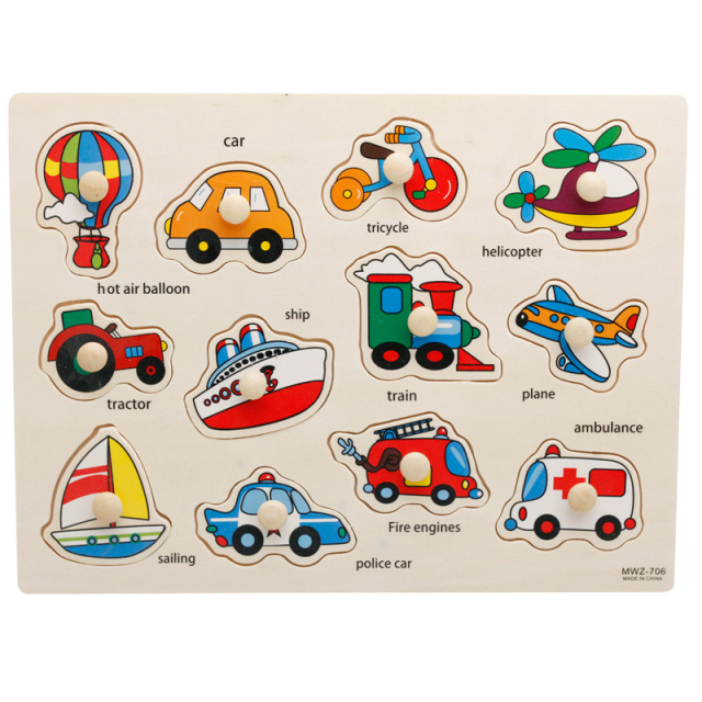 Custom Wooden Cartoon Animal Jigsaw Puzzle Board Toys Montessori DIY Children Learning Puzzles for Kids Boys and Girls