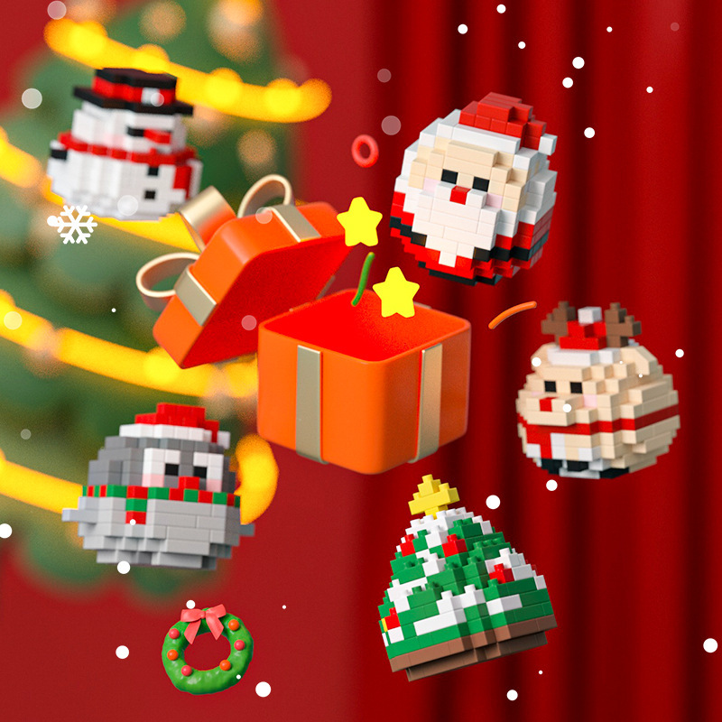 Hot Sale Kid Idea Mini Bricks Figures Santa Claus Snowman Elk Tree Christmas Building Block Toys for Kids