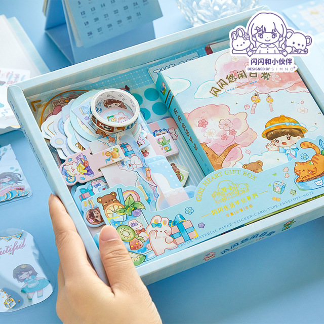 New Design DIY Journal Set  Birthday Notebook Gift Set Sticker Memo Tape Stationery Products
