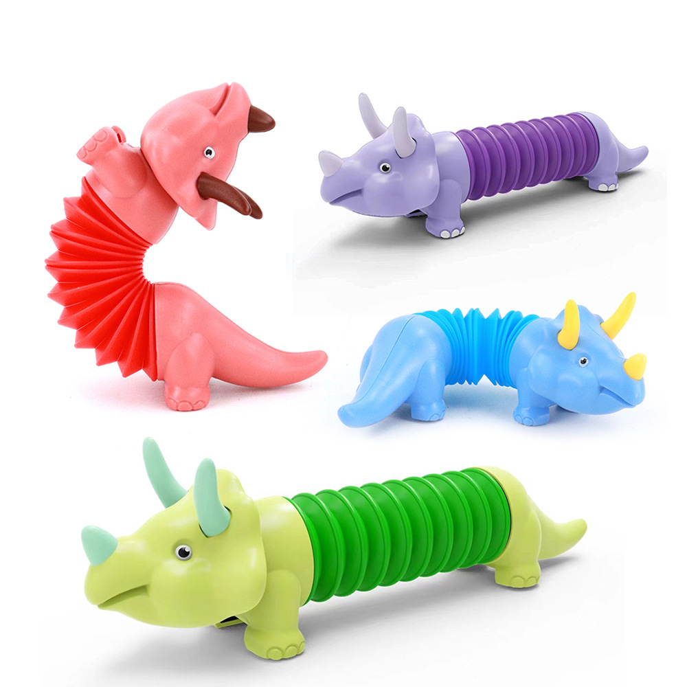 Hot Selling Children's telescopic toys cartoon dinosaurs animals Lalale bendable and varied stress-relieving toys gifts