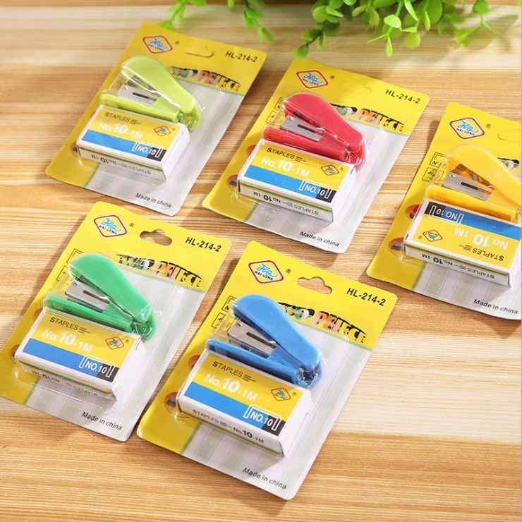 New Hotsale Design Colorful Polyester Staple Mini Plastic Stapler Set for Office and School