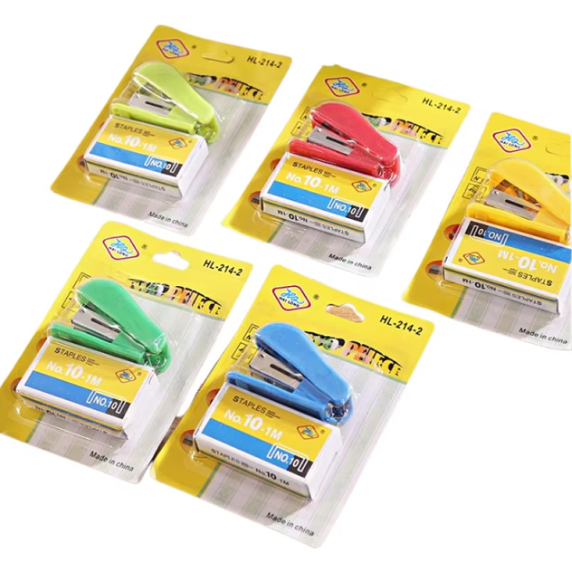 New Hotsale Design Colorful Polyester Staple Mini Plastic Stapler Set for Office and School