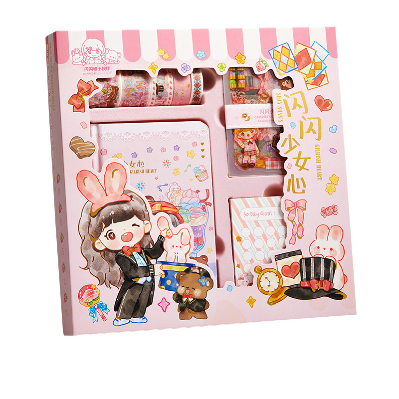 Cute Journals Set Notebook for Students Tape Sticky Note Stickers Birthday Gift Set for Student
