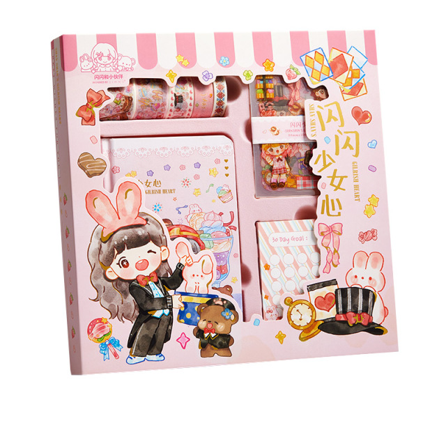 Cute Journals Set Notebook for Students Tape Sticky Note Stickers Birthday Gift Set for Student