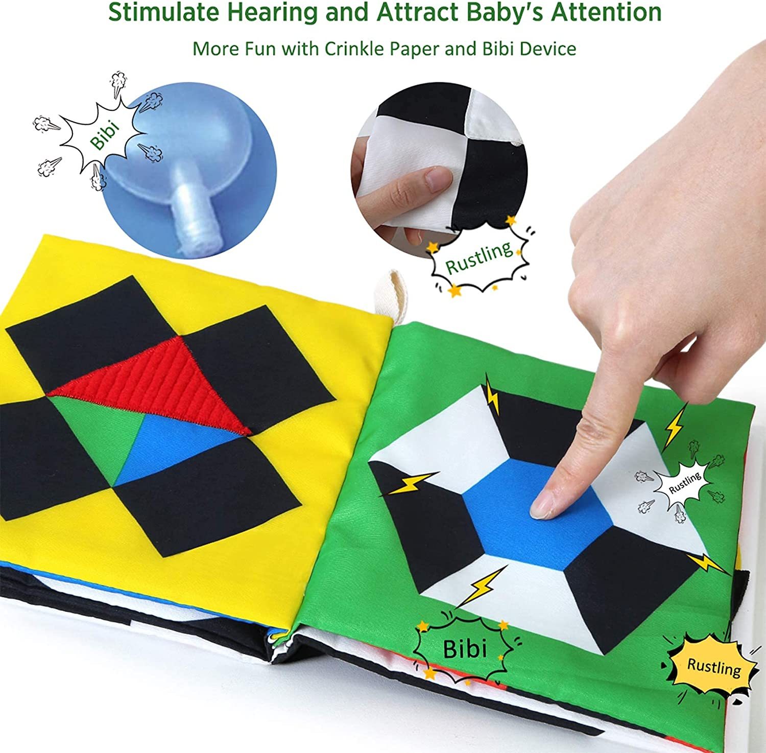 Baby Sensory Baby Books Toys High Contrast Black and White Books Non-toxic Fabrics for Early Education