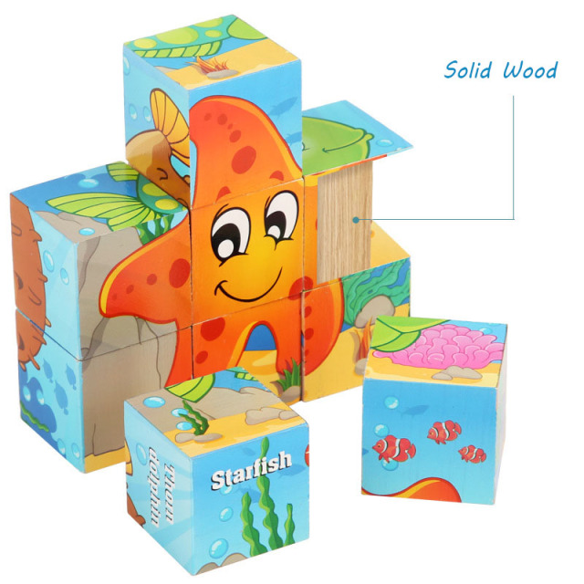 Wooden Puzzle Cube Blocks Kids Toys Puzzle Educational Toys for Children Wooden Montessori Game New Baby Wood Puzzle Box Opp Bag