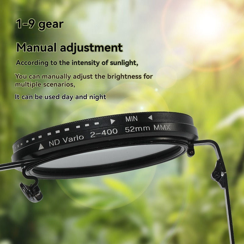 Hot High Quality Round Polarized Brightness Adjustable Sunglasses Aperture ND Filter Tint Adjustment Sunglasses with Camera Lens