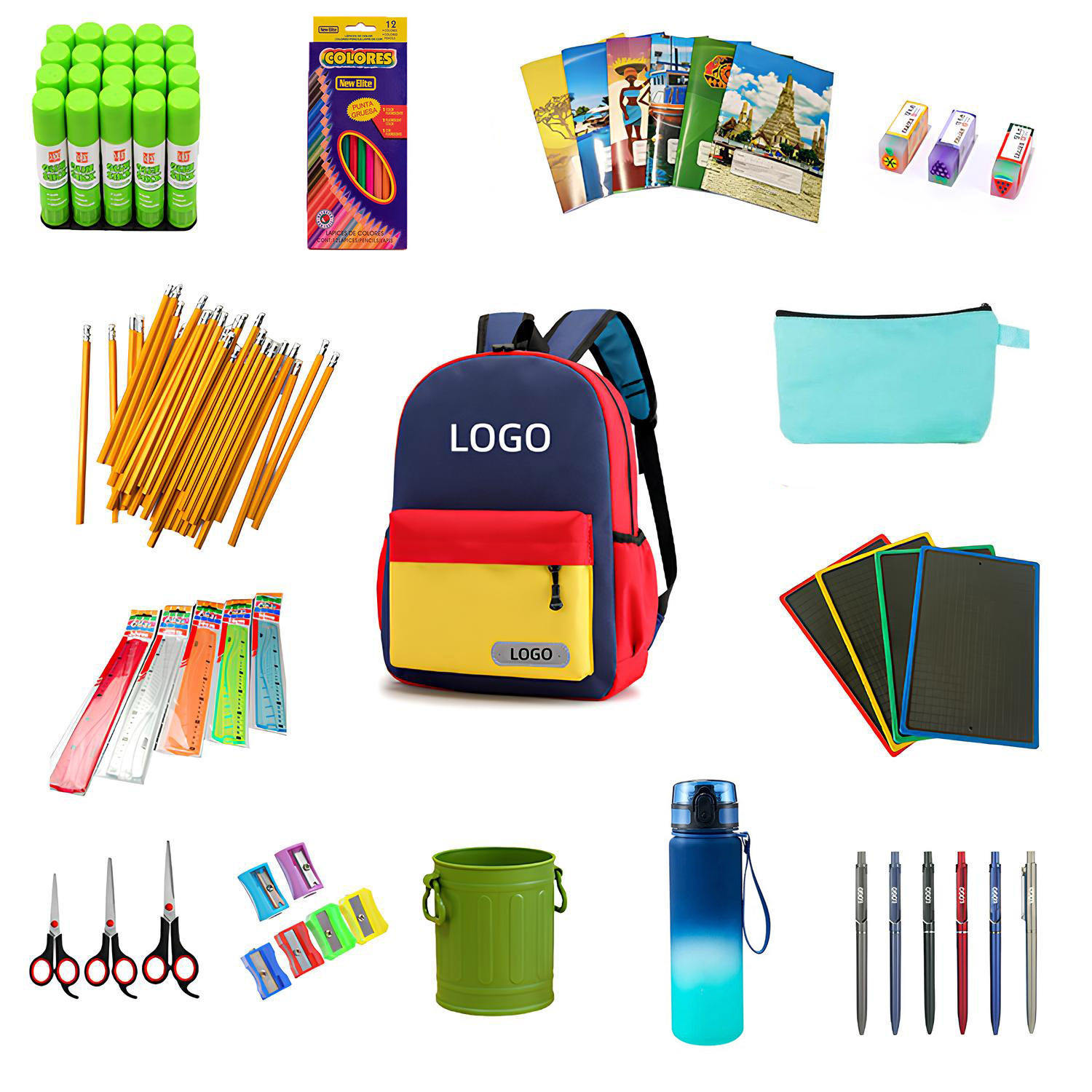 Wholesale Customizable Logo Kid Stationery Printing Brand Office Stationery Set Promotion Custom Back to School Supplies