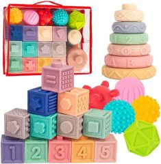 Wholesale Soft Baby Teething Toys Stacking Building Blocks for Infants Sensory Developmental Education Toys