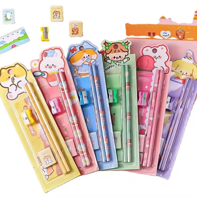 New Cartoon Pencil Set Five-piece Set of Stationery for Students to Learn Children's Sketch Supplies Kindergarten Prizes