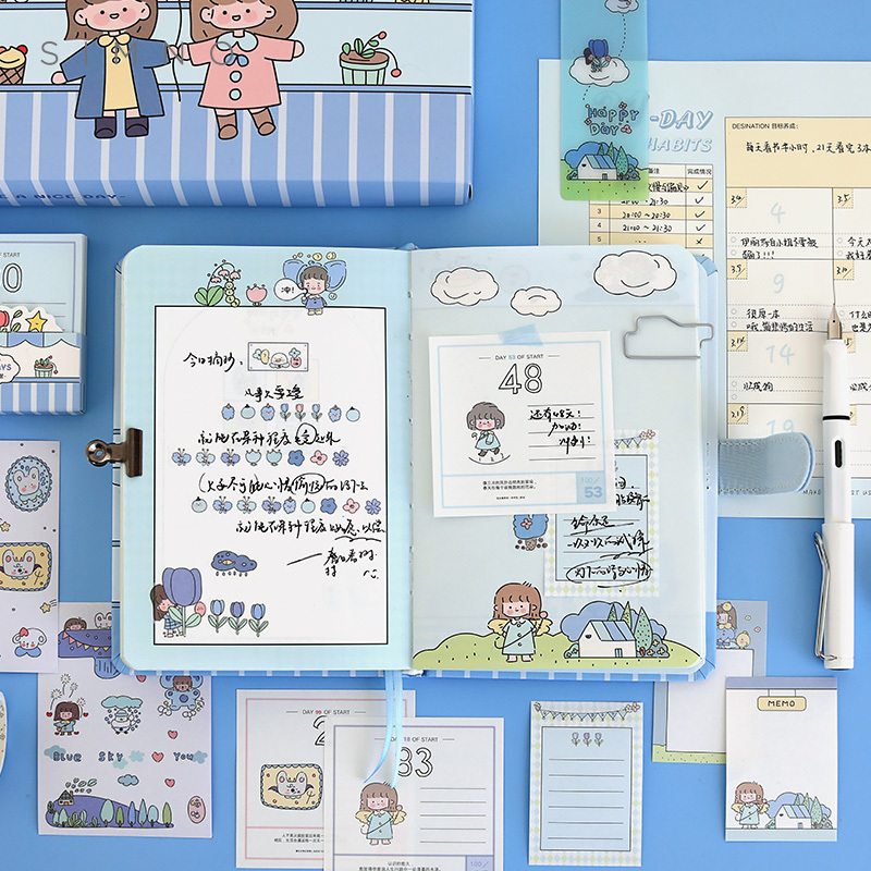 New Cute Notebook Gift Box Creative Magnetic Buckle Children'S Diary Planner Student Hand Ledger With Tape Sticker