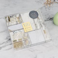 Rose Gold Office Study Kit Notebook Clip Paper Clip Notepad Cute School Stationery Gift Box for Girls and Boys
