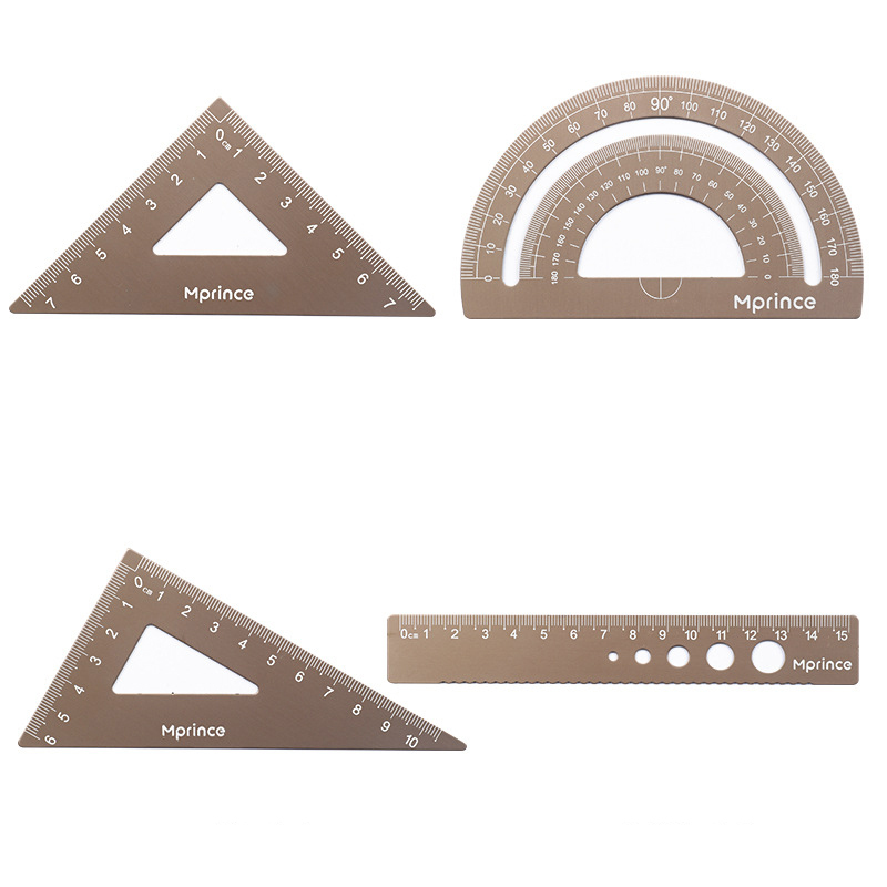 Hotsale Aluminum Alloy Ruler Four-Piece Set Stationery Set Children Student Ruler Office Drawing Ruler School Office Gift