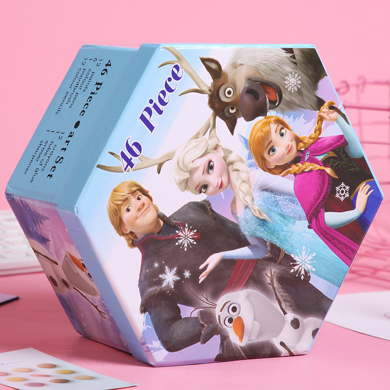 Multilayer Cartoon Kids Painting Set Hexagon Color Box Pencil Pastel Drawing Art Set