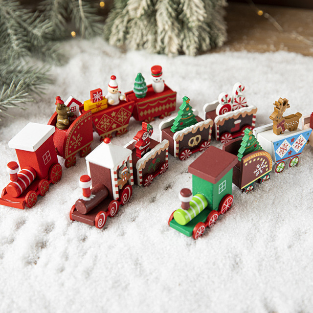 Christmas Gifts Wooden Paintings Small Train Decoration Ornaments Decorations and Holiday Arrange
