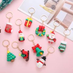Hotsale New Arrive PVC Soft Christmas Keychain Cute Cartoon Bag Ornaments Christmas Small Keychain New Year Decor Xmas Keyring
