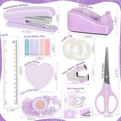 Hot Selling Macaron Desktop Stationery Set Includes Stapler Tape Holder Scissors Staple Remover-Stapler in Stock