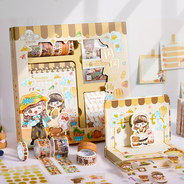 Cute Journals Set Notebook for Students Tape Sticky Note Stickers Birthday Gift Set for Student