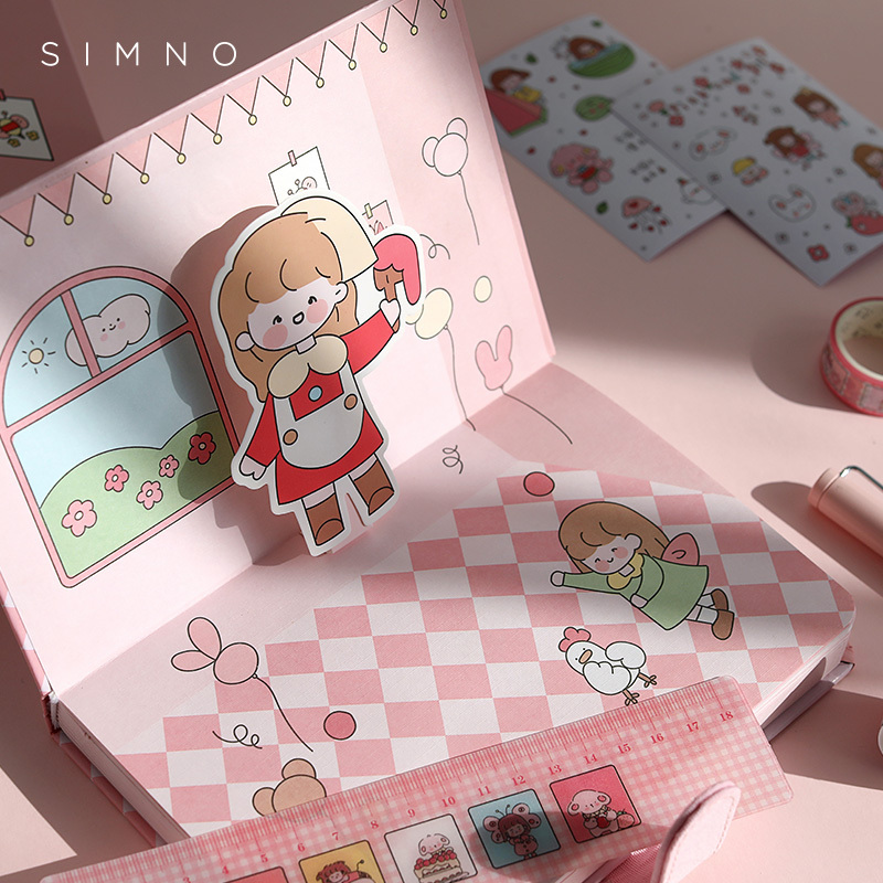 New Design Simple Literary Hardcover Notebook Papeleria Kawaii Tape Memo Pad Set Gift Stationery Products