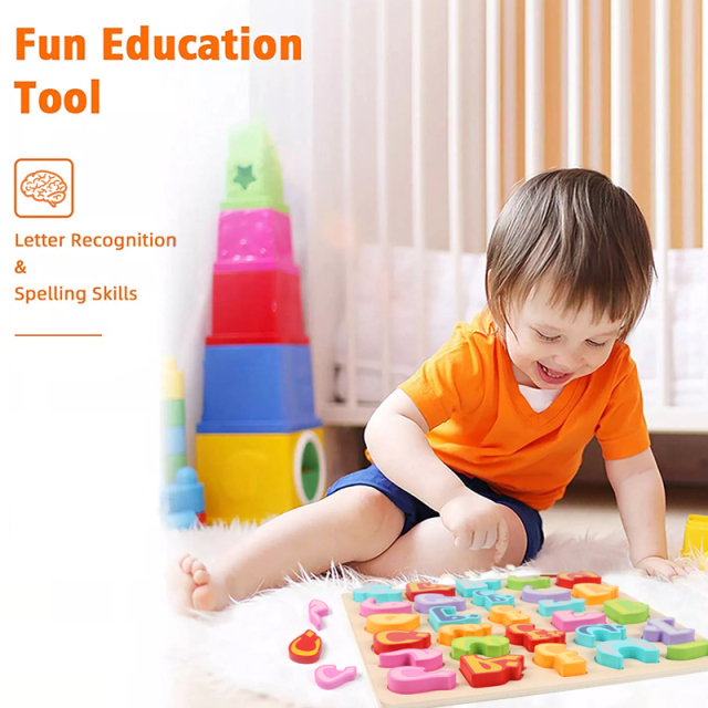 Montessori Juguetes Para Los Ninos 3D Arabic Letters Alphabet Jigsaw Puzzle Block Board Wood Educational Toys for Kids Child