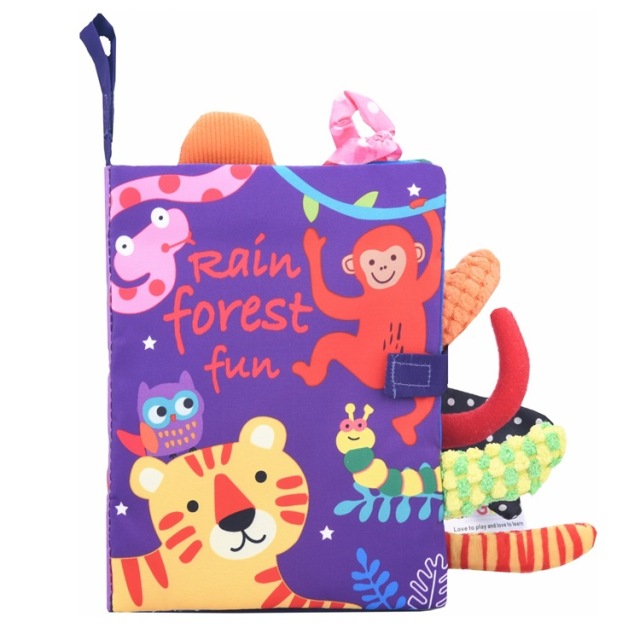 Dinosaur Ocean Farm Jungle Tail Animals Story Book Baby Soft Fabric Cloth Book for Baby Toy