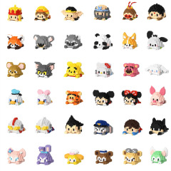 Mini 1:8 Scale Building Block Kit Plastic Cartoon Character Animals Model Educational DIY Games Toys for Children