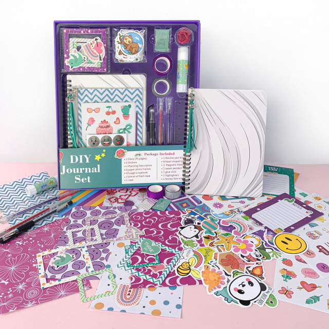 Cute Art Crafts Tween & Teenage Kids Scrapbook Diary Supplies Set Cool Birthday Gifts Ideas DIY Journal Kit for Girls
