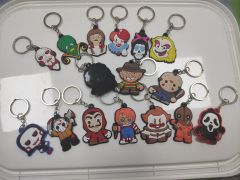 Factory Direct Customized Ready to Ship Wholesale Ring 2D Rubber Key Chain Halloween Horror Movie Soft PVC Keychain