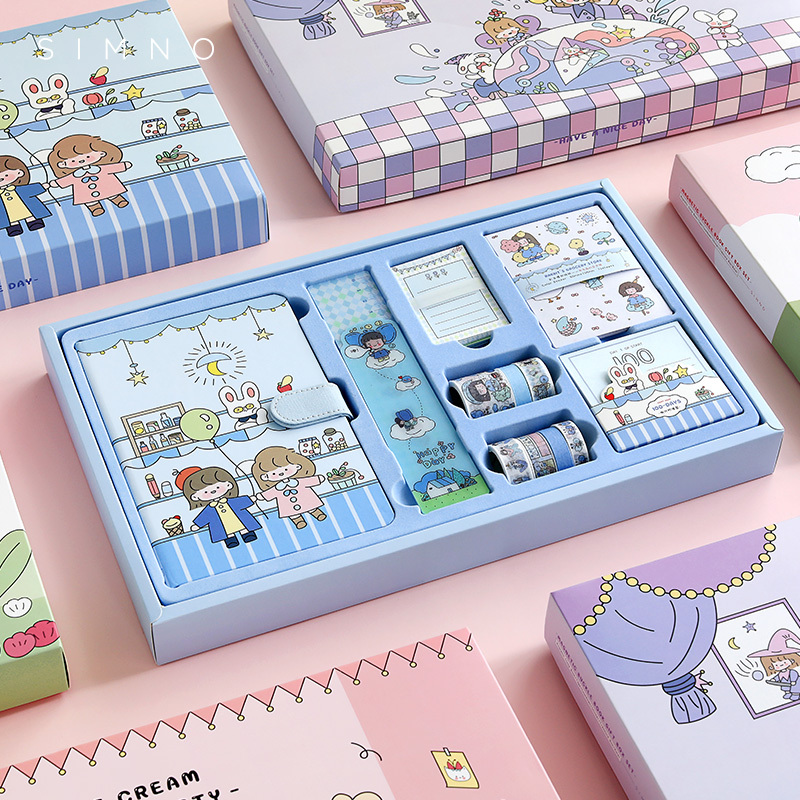 New Cute Notebook Gift Box Creative Magnetic Buckle Children'S Diary Planner Student Hand Ledger With Tape Sticker