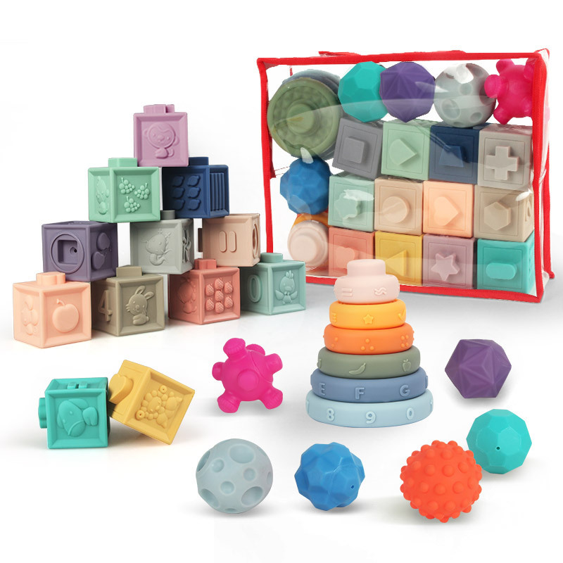 Wholesale Soft Baby Teething Toys Stacking Building Blocks for Infants Sensory Developmental Education Toys
